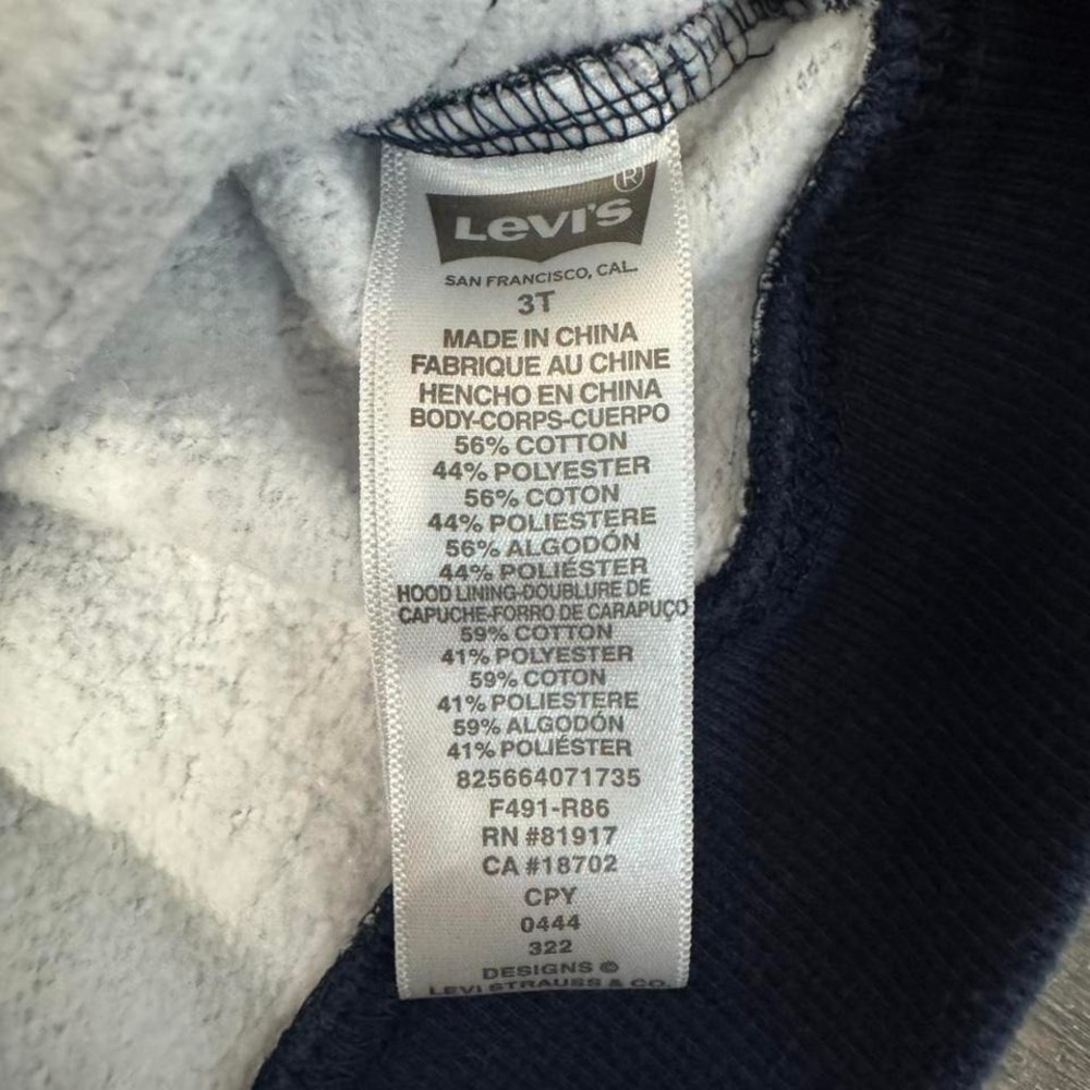 Levi's Navy Blue and White Bandana Pattern Kids Zip Up Hoodie Size 3T Western - Picture 4 of 7